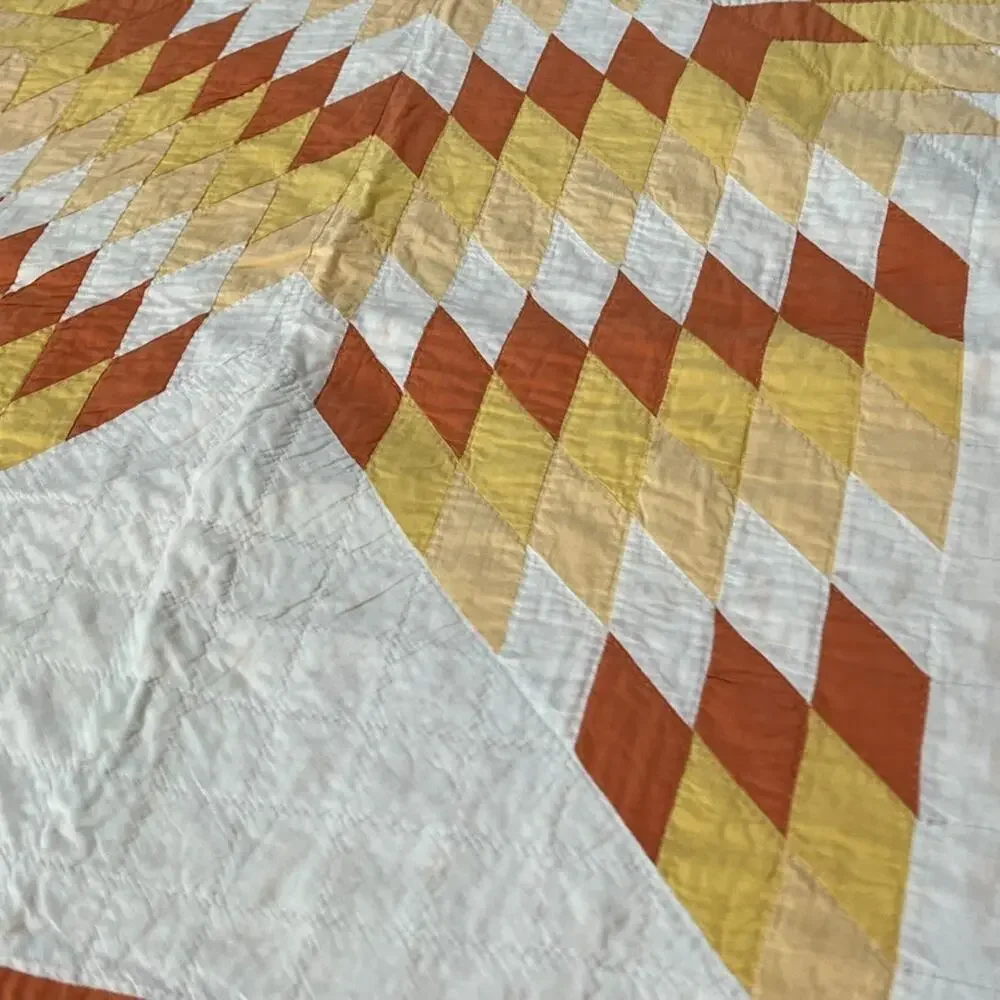 Vintage Lone Star Starburst Handmade Quilt Hand Quilted 75